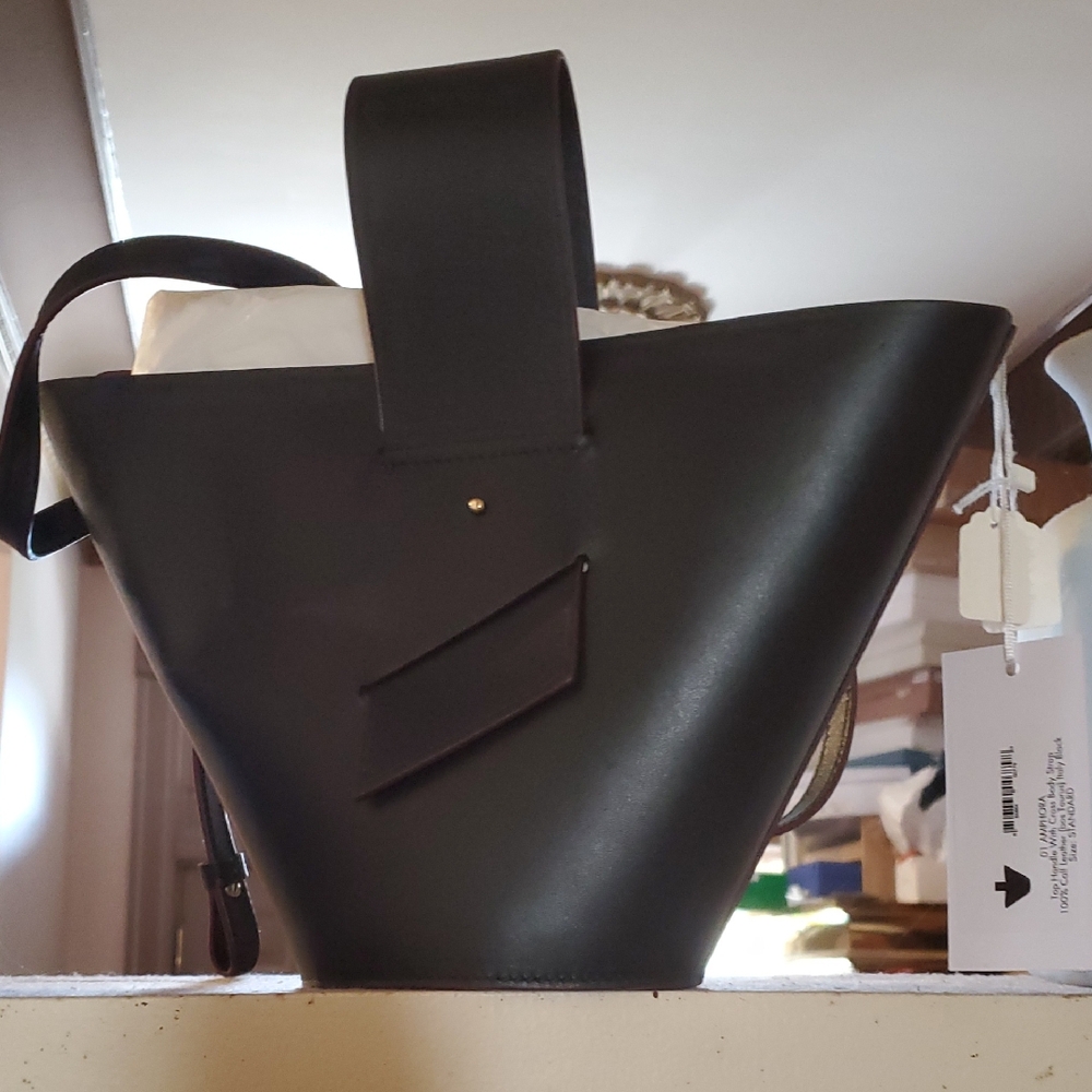 Nwt $790 Carolina Santo Domingo Black Amphora Leather Handbag